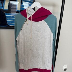 AMPERSAND AVE Women's Colorblock Double Hoodie - Gray, Teal, Magenta